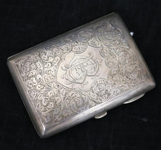 A George V silver cigarette case, inscribed A C Boxer Esq.,